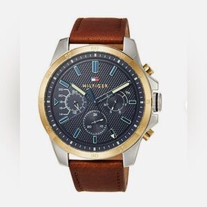 Tommy Hilfiger Men's Brown Quartz Stainless Steel and Leather Strap Casual Watch